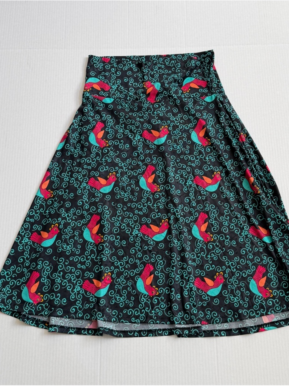 LulaRoe Bird Print A-Line Swing Skirt Women Med Black Comfy Fun Print